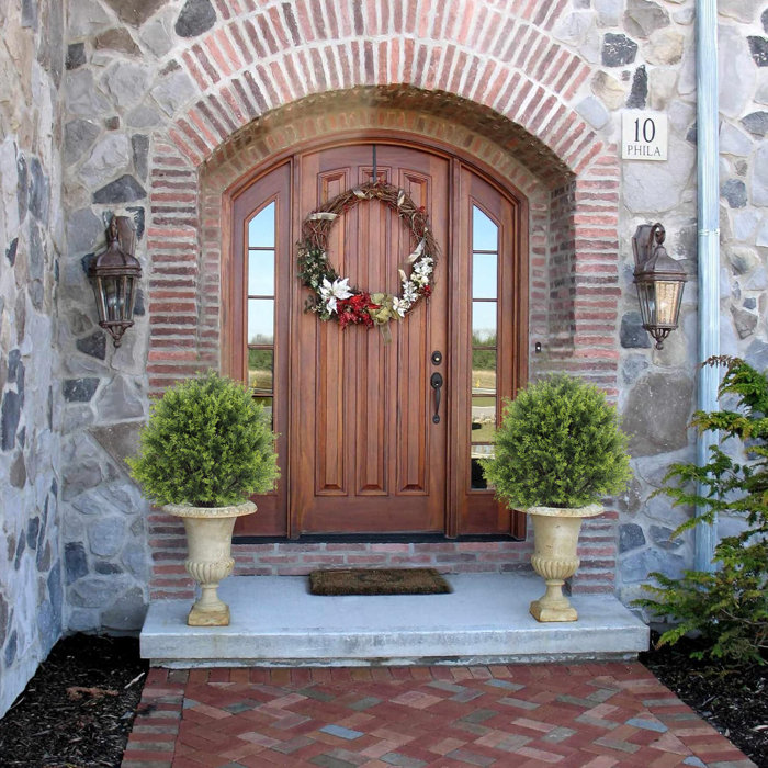 Primrue Levine Artificial Topiary Cedar Ball Tree 24'' Fake Cedar Potted Plants & Reviews Wayfair